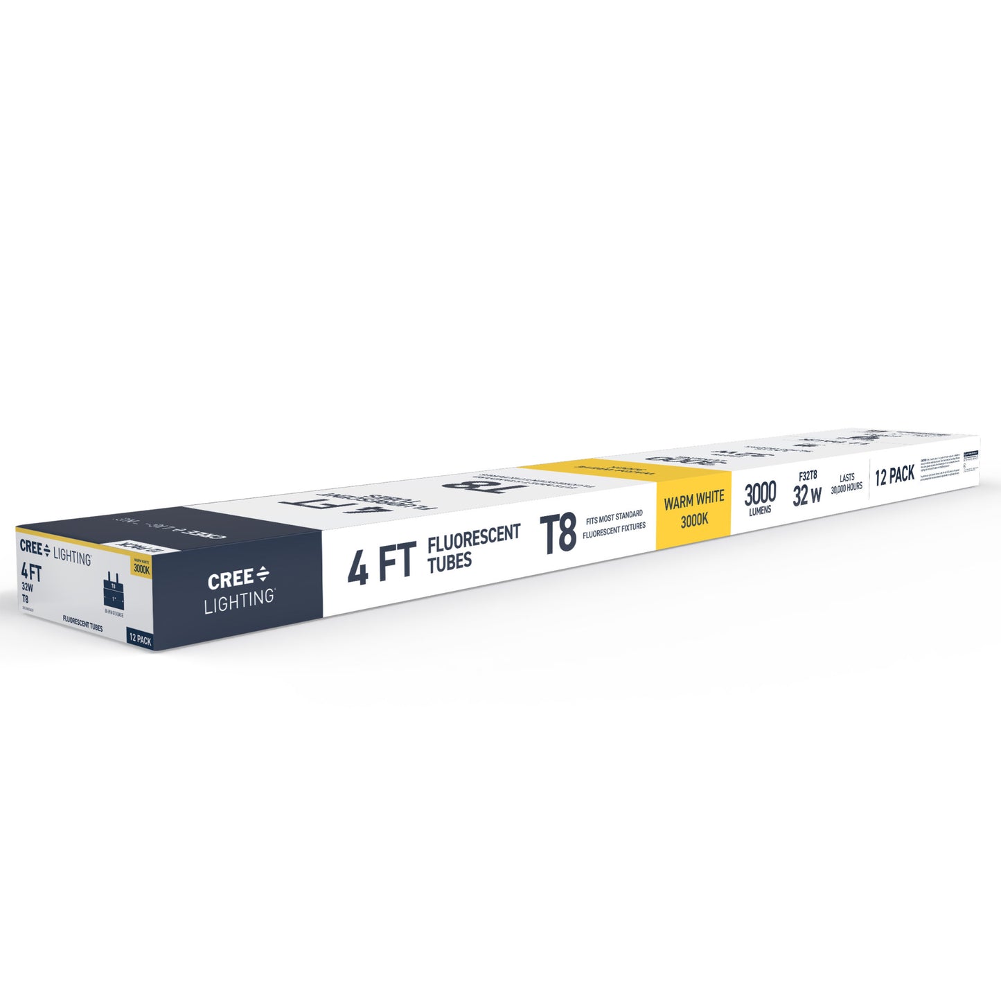 32W 4ft T8 Warm White G13 Base Non-Dimmable Linear Fluorescent Light Tube (12-Pack)