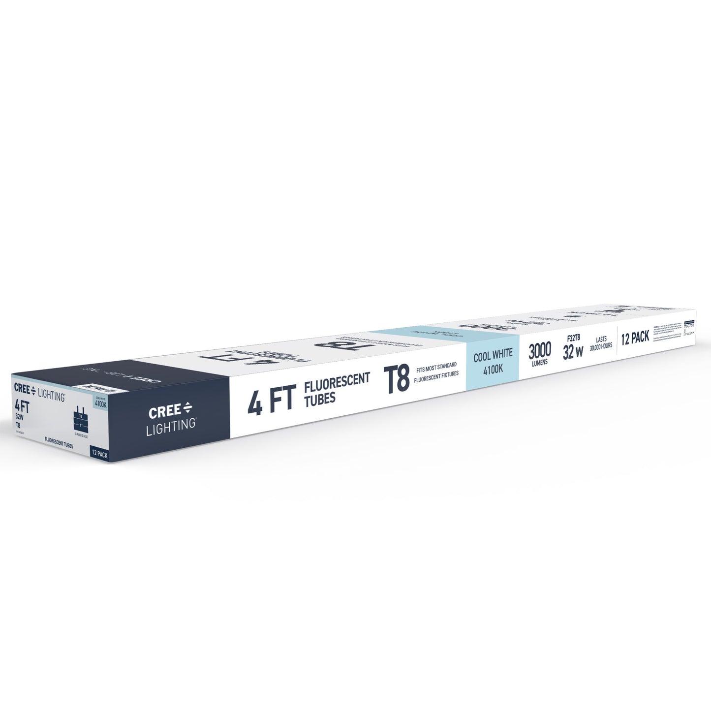 32W 4ft T8 Cool White G13 Base Non-Dimmable Linear Fluorescent Light Tube (12-Pack)