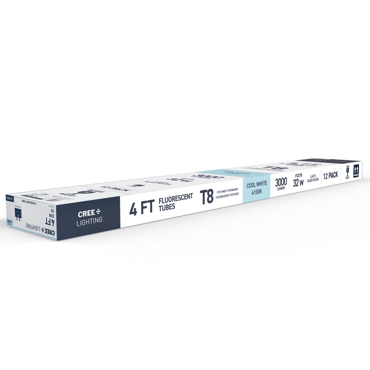 32W 4ft T8 Cool White G13 Base Non-Dimmable Linear Fluorescent Light Tube (12-Pack)