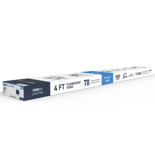 32W 4ft T8 Daylight G13 Base Non-Dimmable Linear Fluorescent Light Tube (12-Pack)