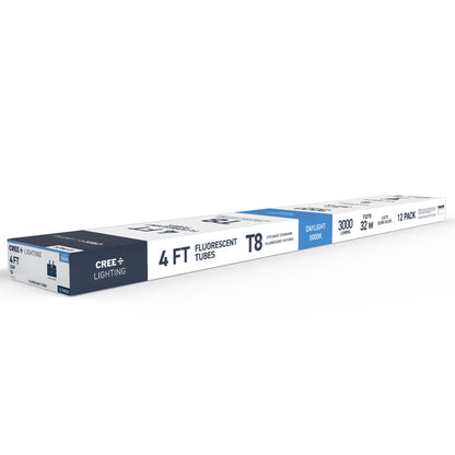 32W 4ft T8 Daylight G13 Base Non-Dimmable Linear Fluorescent Light Tube (12-Pack)