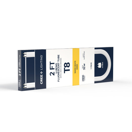 32W 2ft T8 Warm White G13 Base Non-Dimmable U-Bend Fluorescent Light Tube