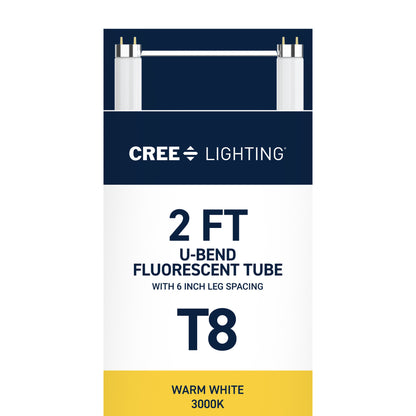 32W 2ft T8 Warm White G13 Base Non-Dimmable U-Bend Fluorescent Light Tube