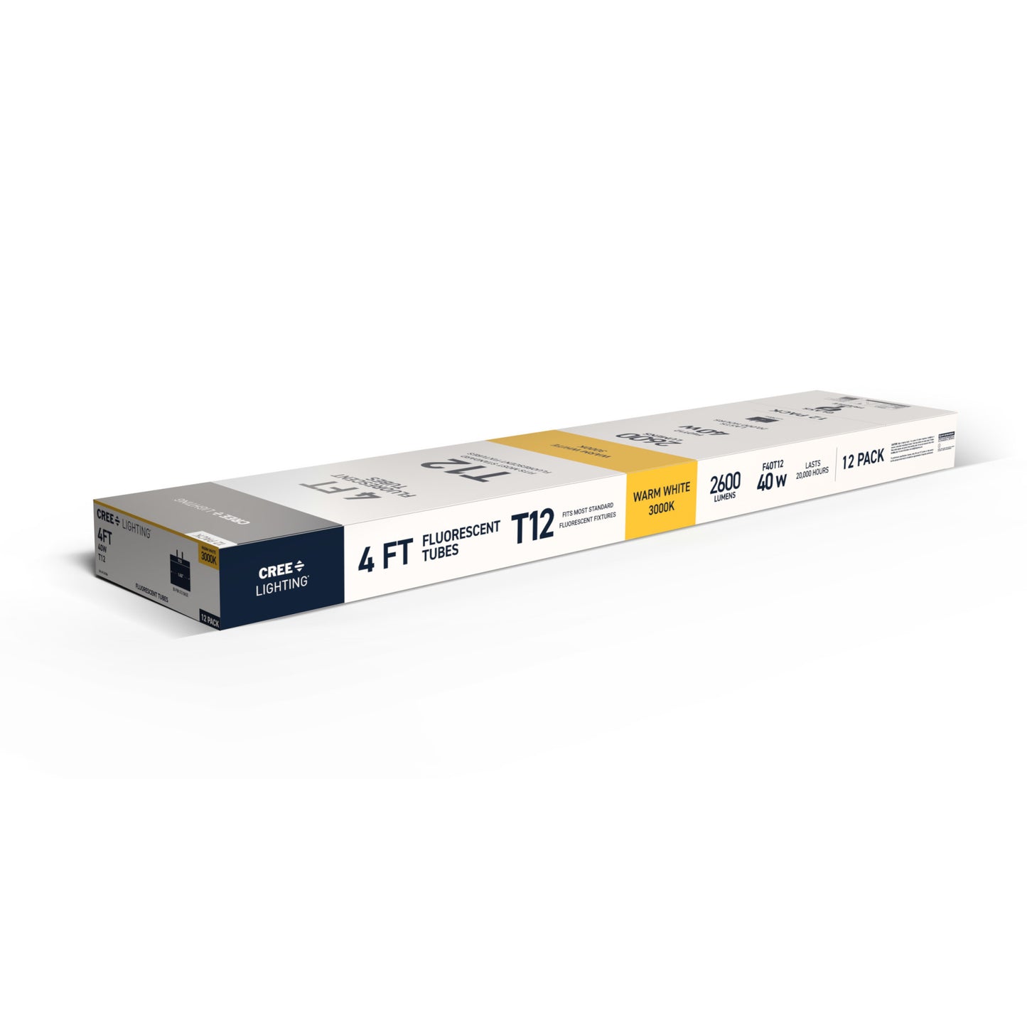 40W 4ft T12 Warm White G13 Base Non-Dimmable Linear Fluorescent Light Tube (12-Pack)