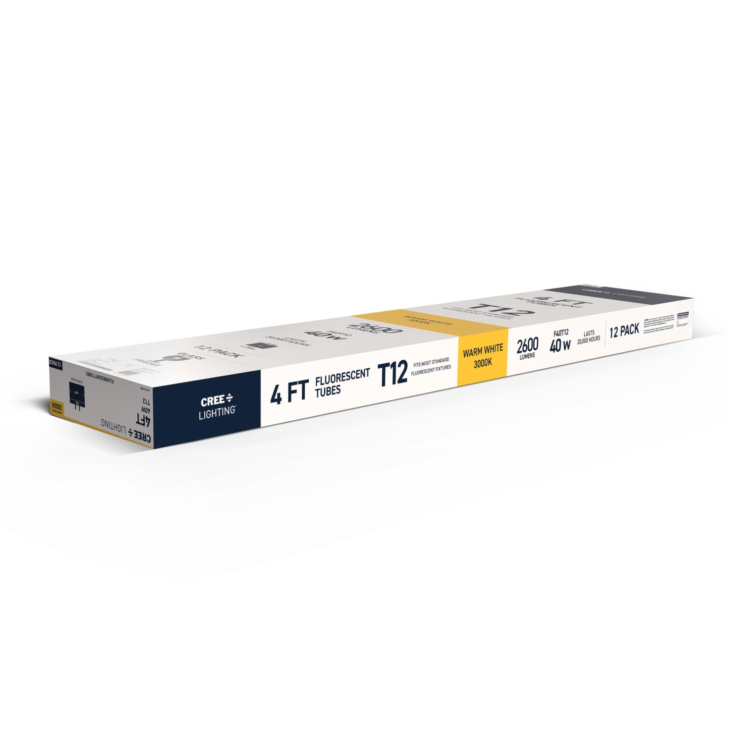 40W 4ft T12 Warm White G13 Base Non-Dimmable Linear Fluorescent Light Tube (12-Pack)