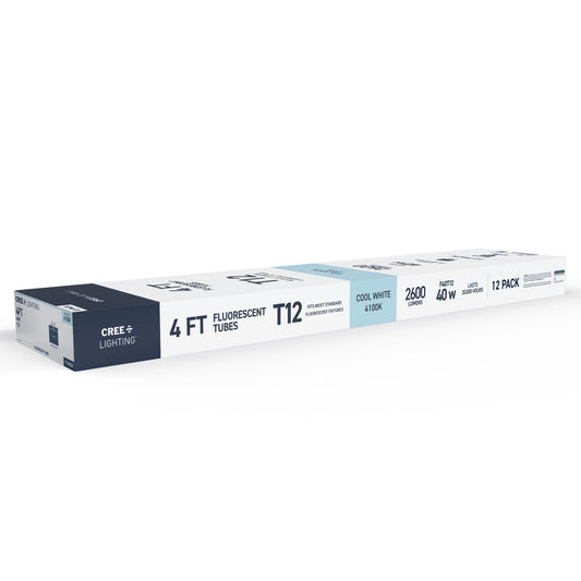 40W 4ft T12 Cool White G13 Base Non-Dimmable Linear Fluorescent Light Tube (12-Pack)