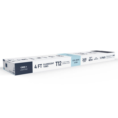 40W 4ft T12 Cool White G13 Base Non-Dimmable Linear Fluorescent Light Tube (12-Pack)