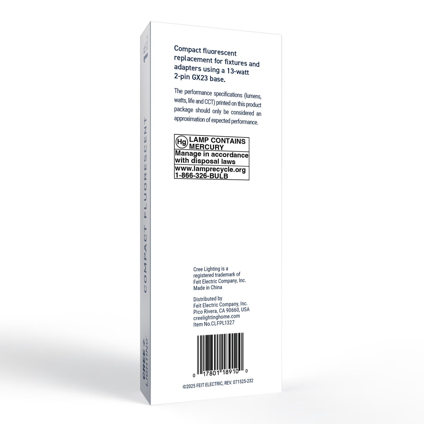 13W Twin Tube PL GX23 Base Soft White Non-Dimmable CFL Light Bulb