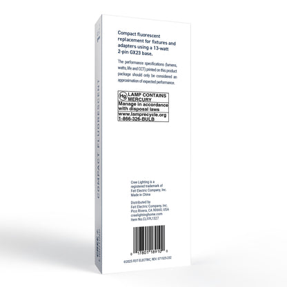 13W Twin Tube PL GX23 Base Soft White Non-Dimmable CFL Light Bulb