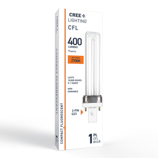 7W PL G23 Base Soft White Non-Dimmable CFL Light Bulb