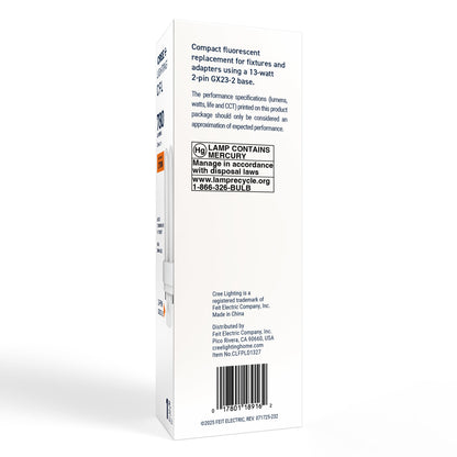 13W Double Twin Tube PL GX23-2 Base Soft White Non-Dimmable CFL Light Bulb