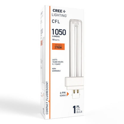 18W Double Twin Tube PL GX24q-2 Base Soft White Non-Dimmable CFL Light Bulb