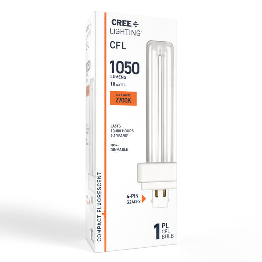 18W Double Twin Tube PL GX24q-2 Base Soft White Non-Dimmable CFL Light Bulb