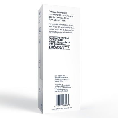 26W Double Twin Tube PL G24q-3 Base Bright White Non-Dimmable CFL Light Bulb