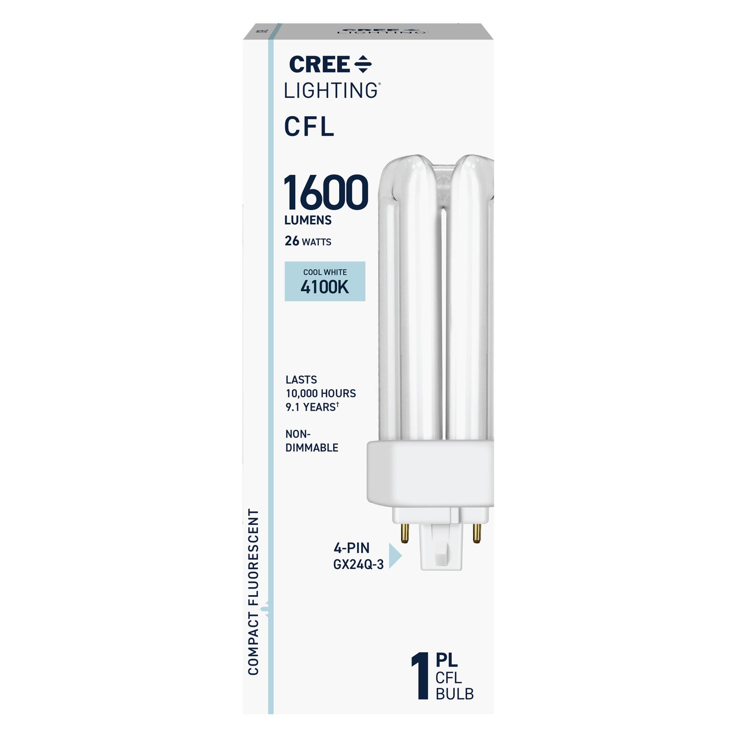 26W Triple Tube PL GX24q-3 Base Cool White Non-Dimmable CFL Light Bulb