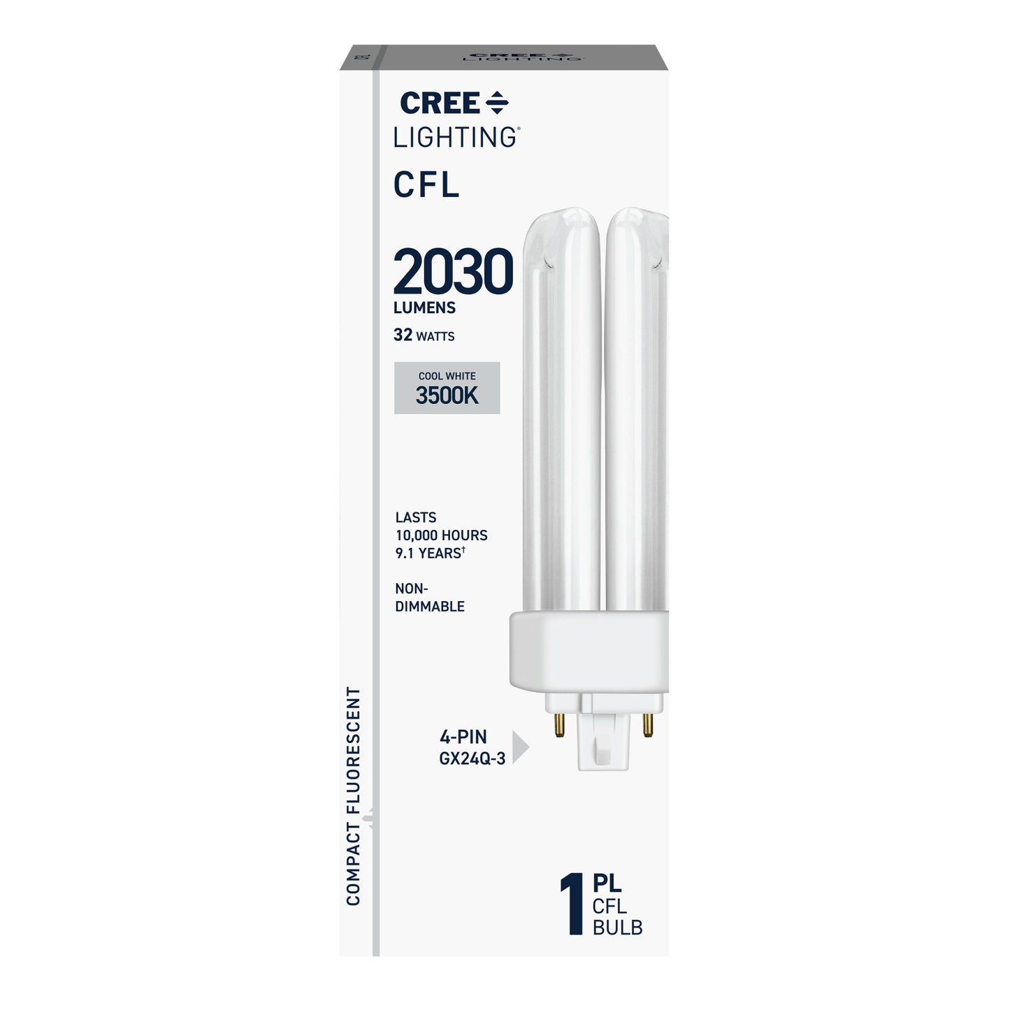 32W Triple Tube PL GX24q-3 Base Bright White Non-Dimmable CFL Light Bulb