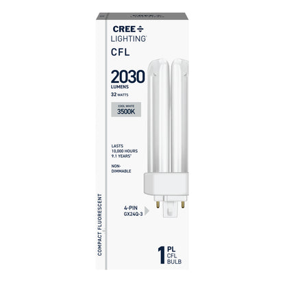 32W Triple Tube PL GX24q-3 Base Bright White Non-Dimmable CFL Light Bulb