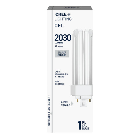 32W Triple Tube PL GX24q-3 Base Bright White Non-Dimmable CFL Light Bulb