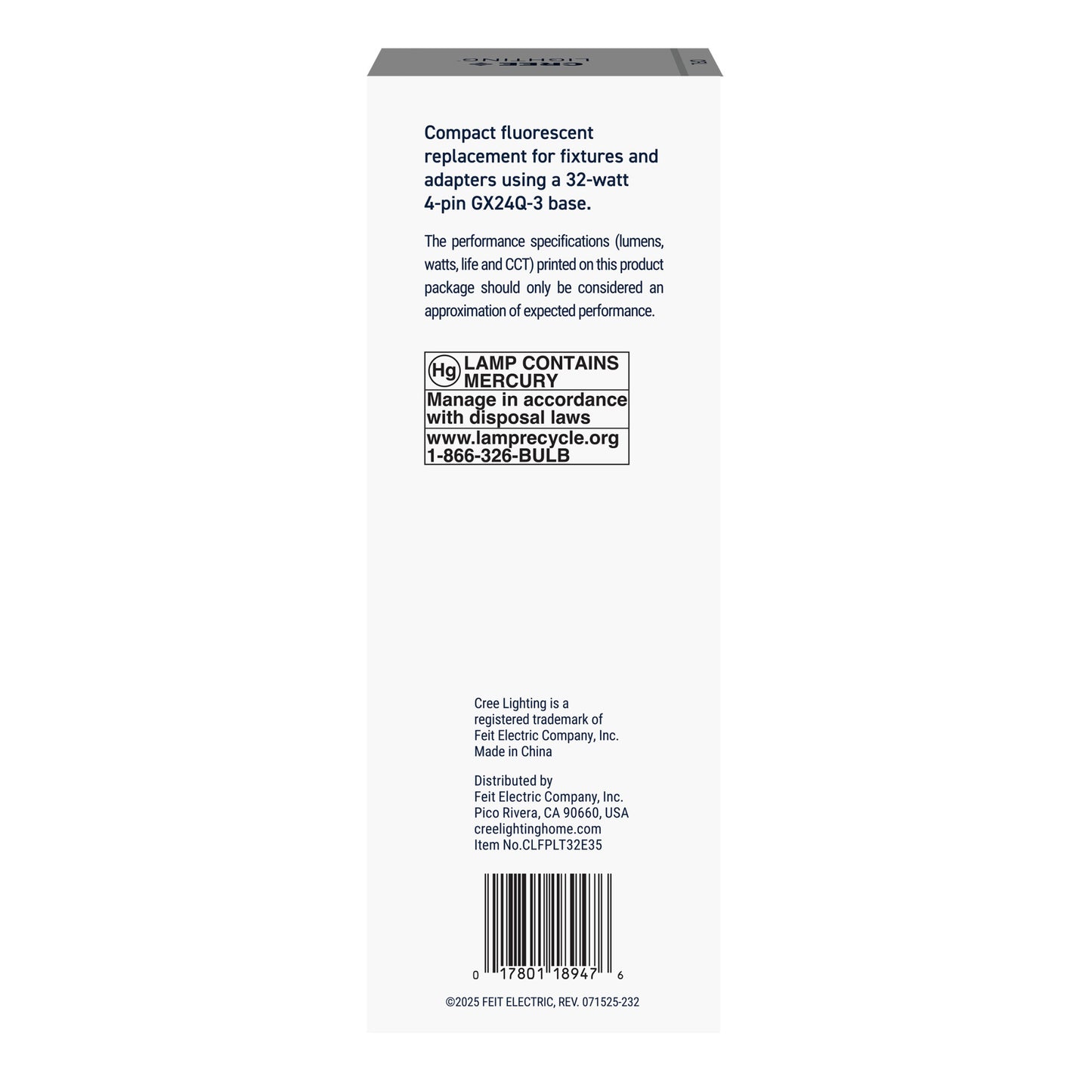 32W Triple Tube PL GX24q-3 Base Bright White Non-Dimmable CFL Light Bulb