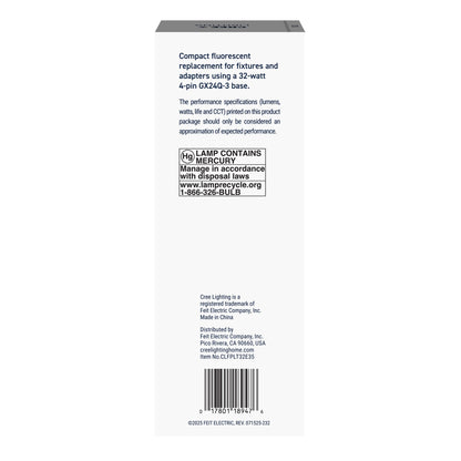 32W Triple Tube PL GX24q-3 Base Bright White Non-Dimmable CFL Light Bulb