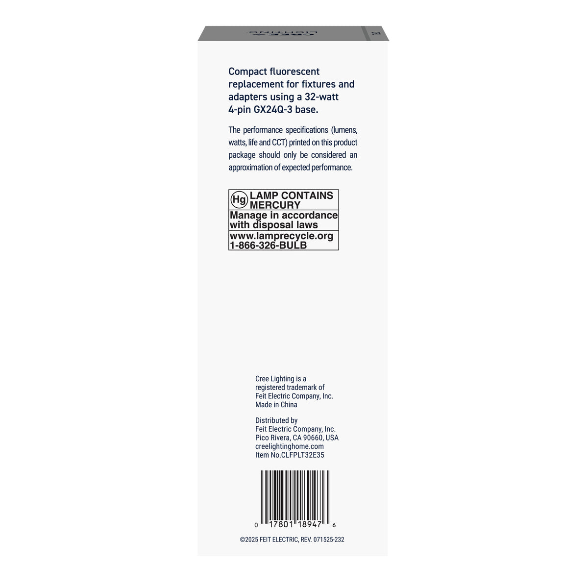 32W Triple Tube PL GX24q-3 Base Bright White Non-Dimmable CFL Light Bulb