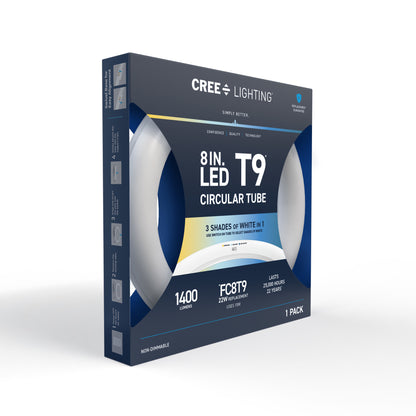 15W 8in T9 Circular Switchable White 4-Pin G10q Base Non-Dimmable LED Light Tube