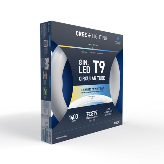 15W 8in T9 Circular Switchable White 4-Pin G10q Base Non-Dimmable LED Light Tube