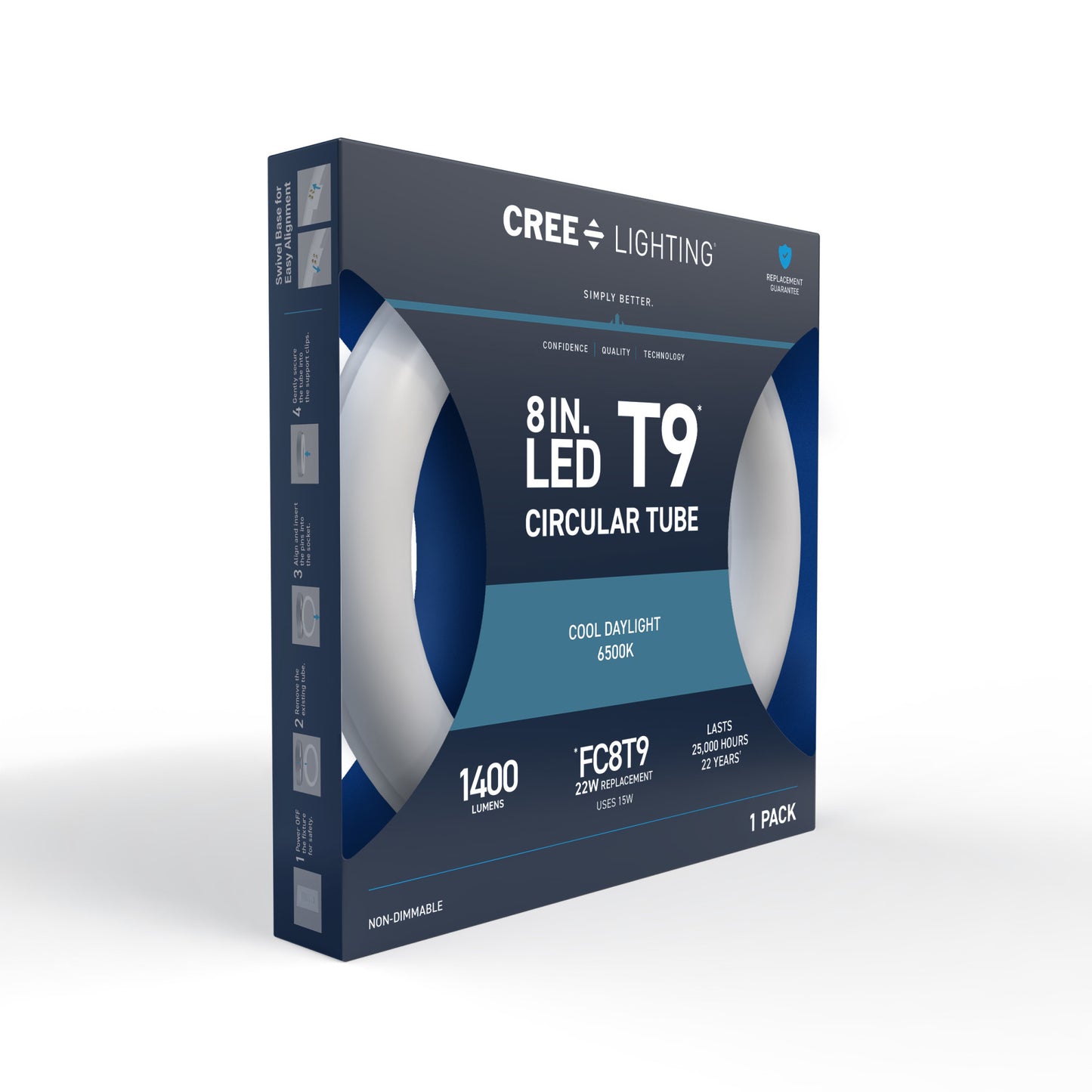 15W 8in T9 Circular Cool Daylight 4-Pin G10q Base Non-Dimmable LED Light Tube