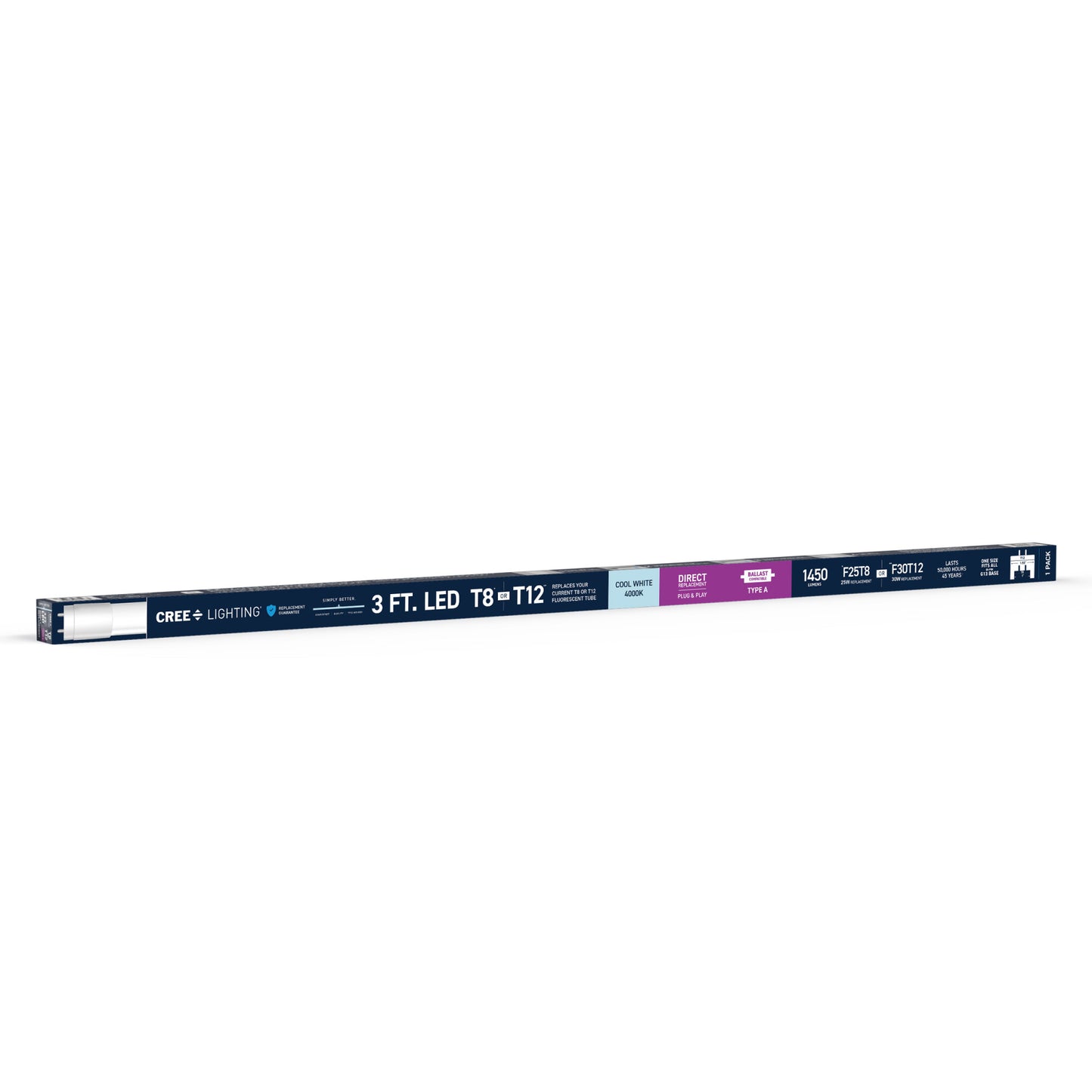 16W 3ft T8/T12 Cool White G13 Base Non-Dimmable LED Linear Light Tube