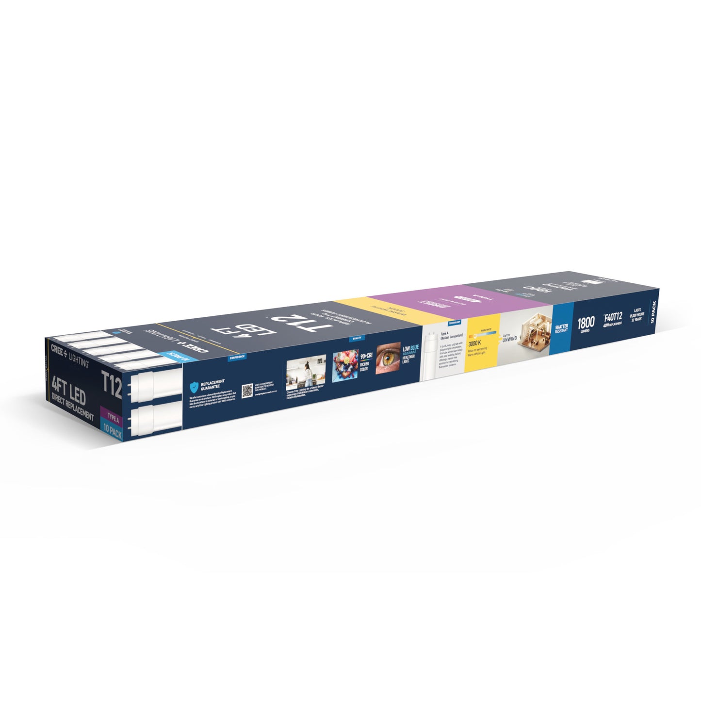 20W 4ft T12 Warm White G13 Base Non-Dimmable LED Linear Light Tube (10 Pack)