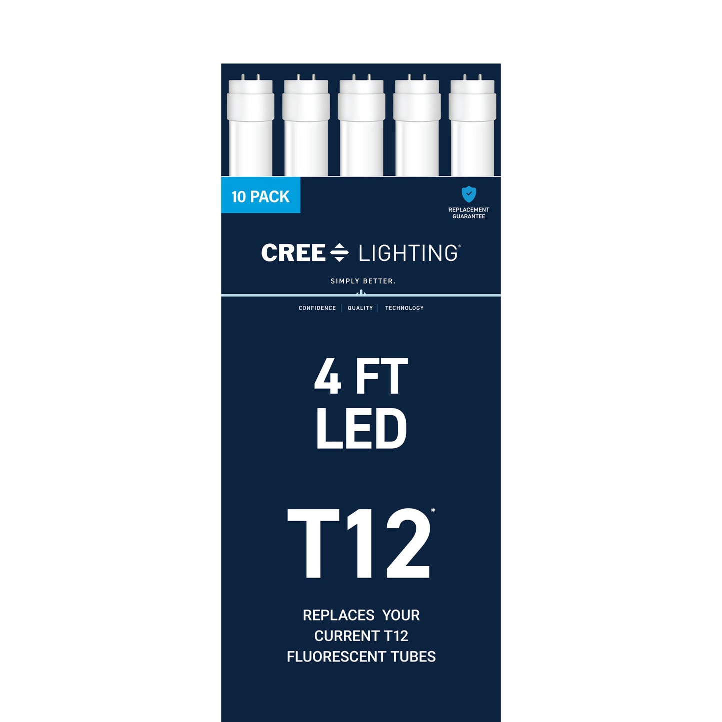 20W 4ft T12 Cool White G13 Base Non-Dimmable LED Linear Light Tube (10 Pack)