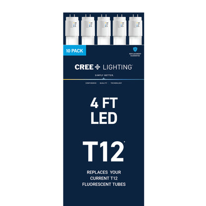 18W 4ft T12 Switchable White G13 Base Non-Dimmable LED Linear Light Tube (10 Pack)