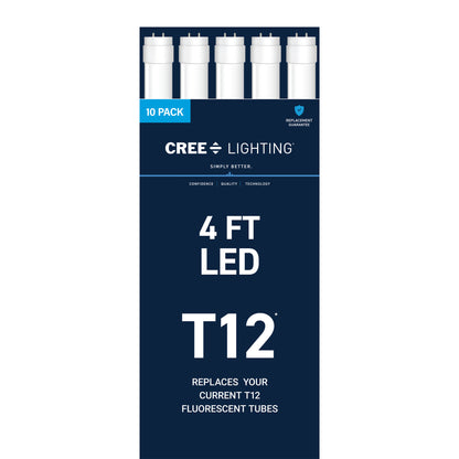 20W 4ft T12 Low Blue Daylight G13 Base Non-Dimmable LED Linear Light Tube (10 Pack)