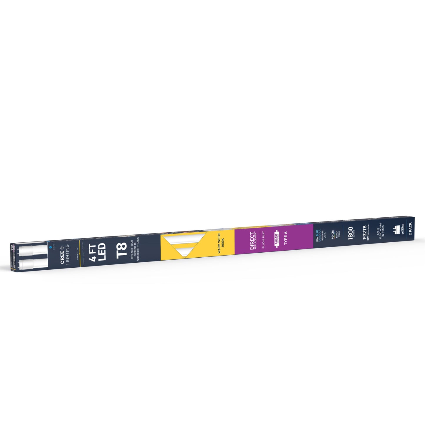 18W 4ft T8 Warm White G13 Base Non-Dimmable LED Linear Light Tube (10 Pack)