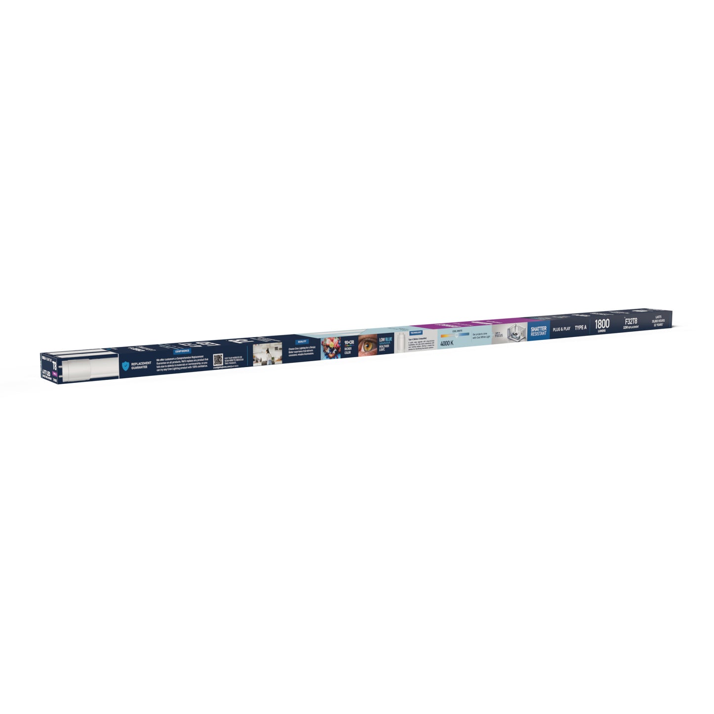 18W 4ft T8 Cool White G13 Base Non-Dimmable LED Linear Light Tube (2 Pack)