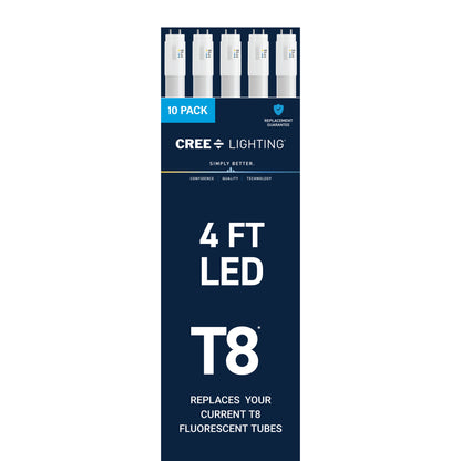 18W 4ft T8 switchable White G13 Base Non-Dimmable LED Linear Light Tube (10 Pack)