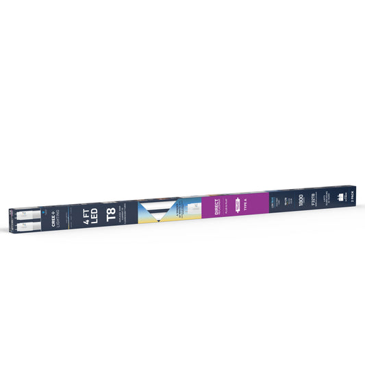 18W 4ft T8 Switchable White G13 Base Non-Dimmable LED Linear Light Tube (2-Pack)