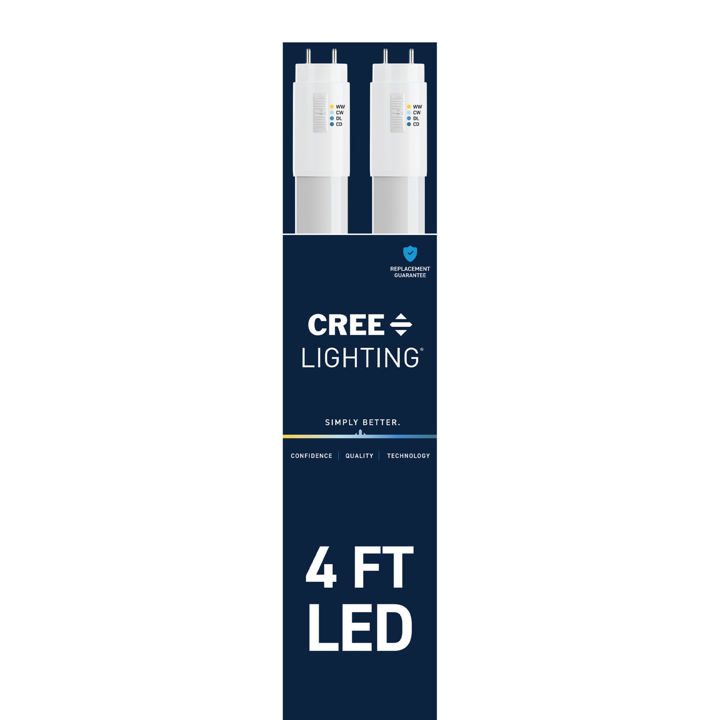 18W 4ft T8 Switchable White G13 Base Non-Dimmable LED Linear Light Tube (2-Pack)