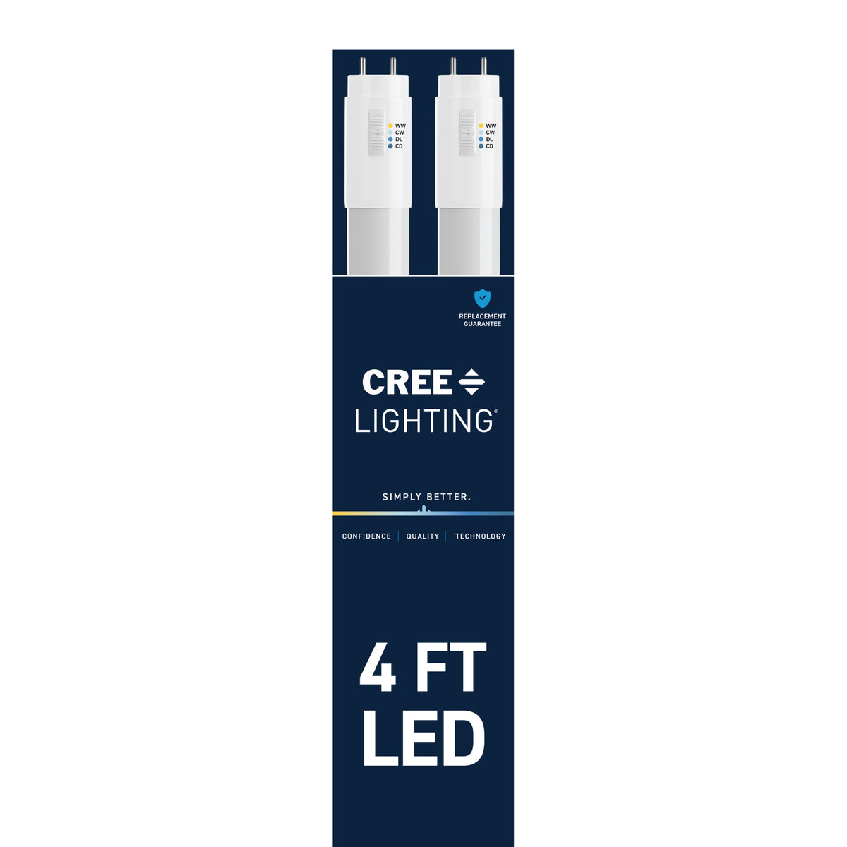 18W 4ft T8 Switchable White G13 Base Non-Dimmable LED Linear Light Tube (2-Pack)
