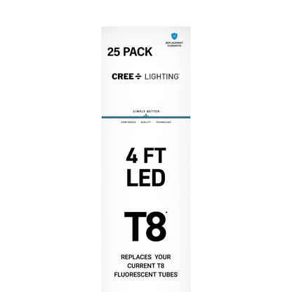 18W 4ft T8 Cool Daylight G13 Base Non-Dimmable LED Linear Light Tube (25 Pack)
