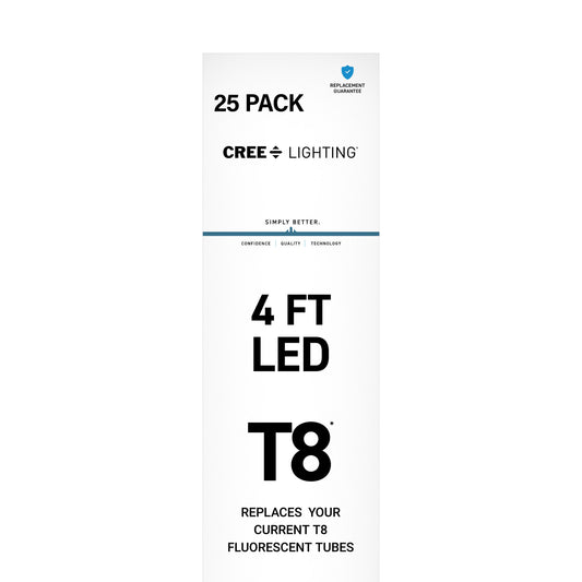 18W 4ft T8 Cool Daylight G13 Base Non-Dimmable LED Linear Light Tube (25 Pack)