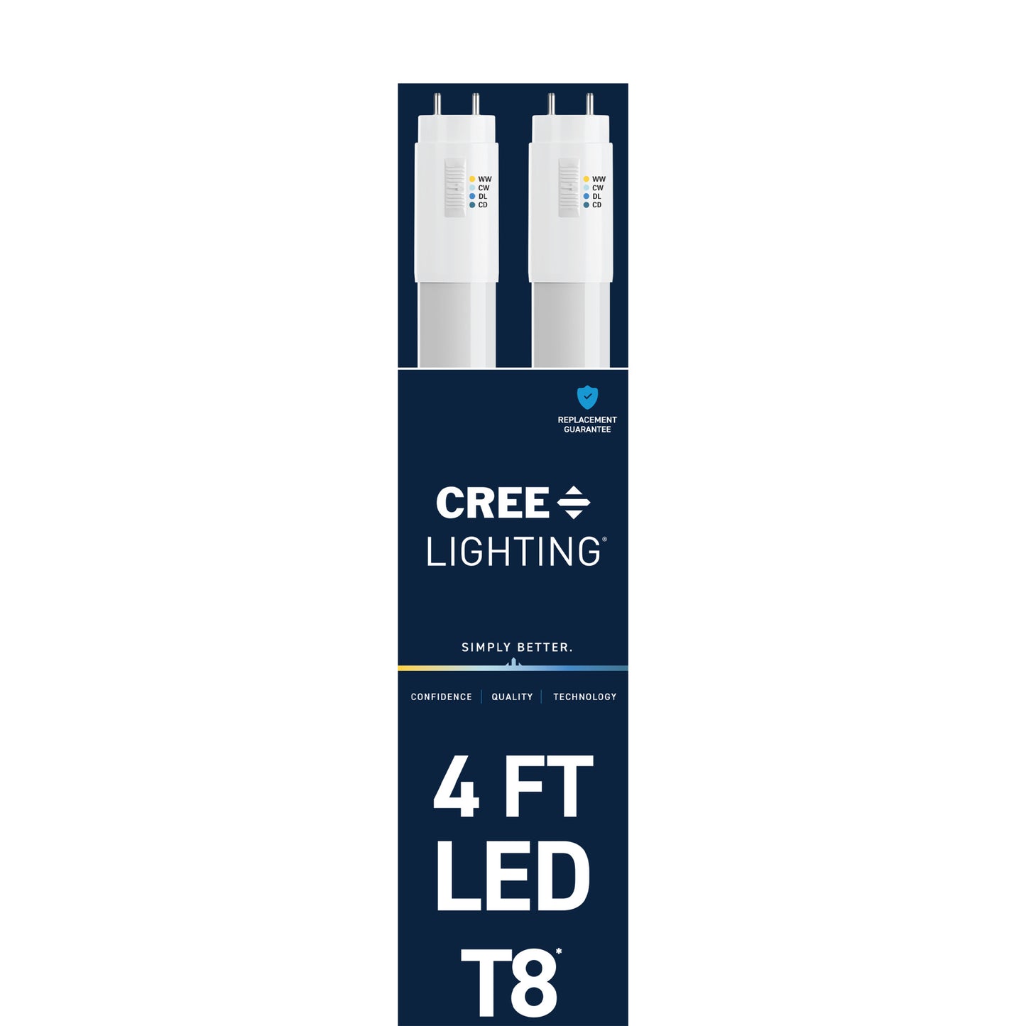 18W 4ft T8 Switchable White G13 Base Non-Dimmable LED Linear Light Tube (2 Pack)