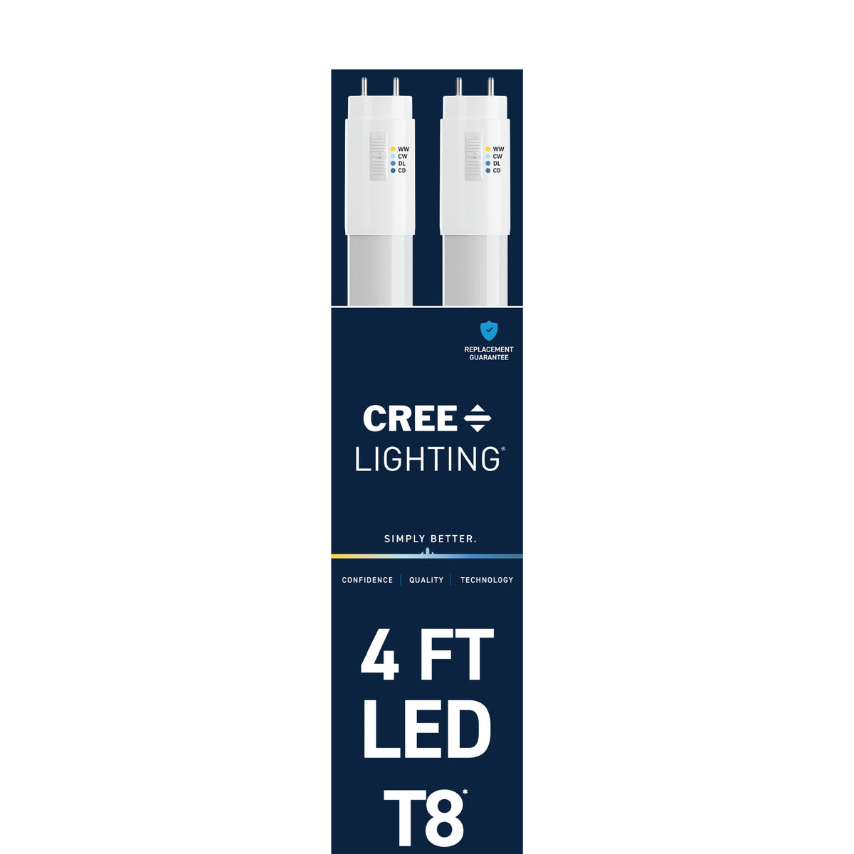18W 4ft T8 Switchable White G13 Base Non-Dimmable LED Linear Light Tube (2 Pack)
