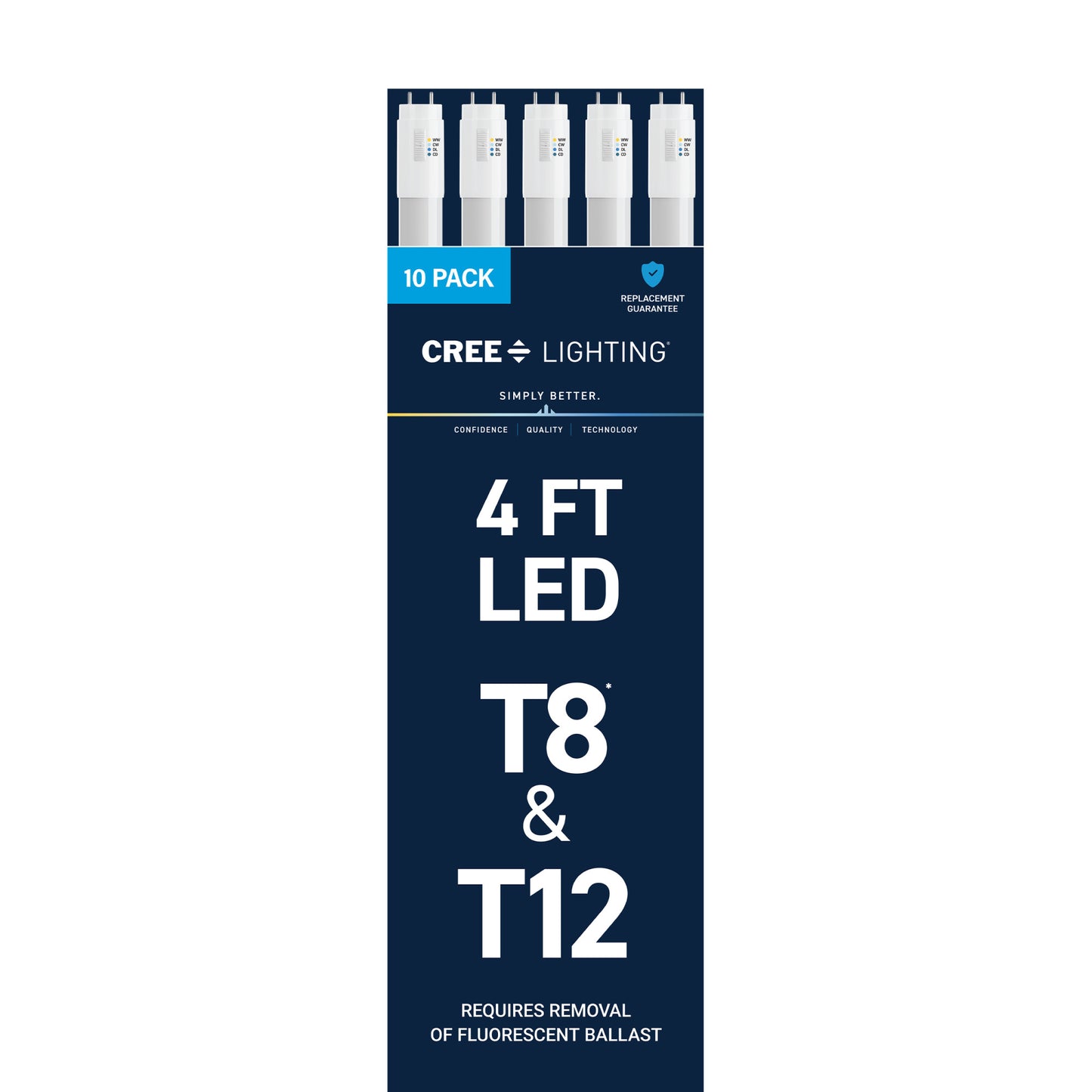 18W 4ft T8 Switchable White G13 Base Non-Dimmable LED Linear Light Tube (10-Pack)