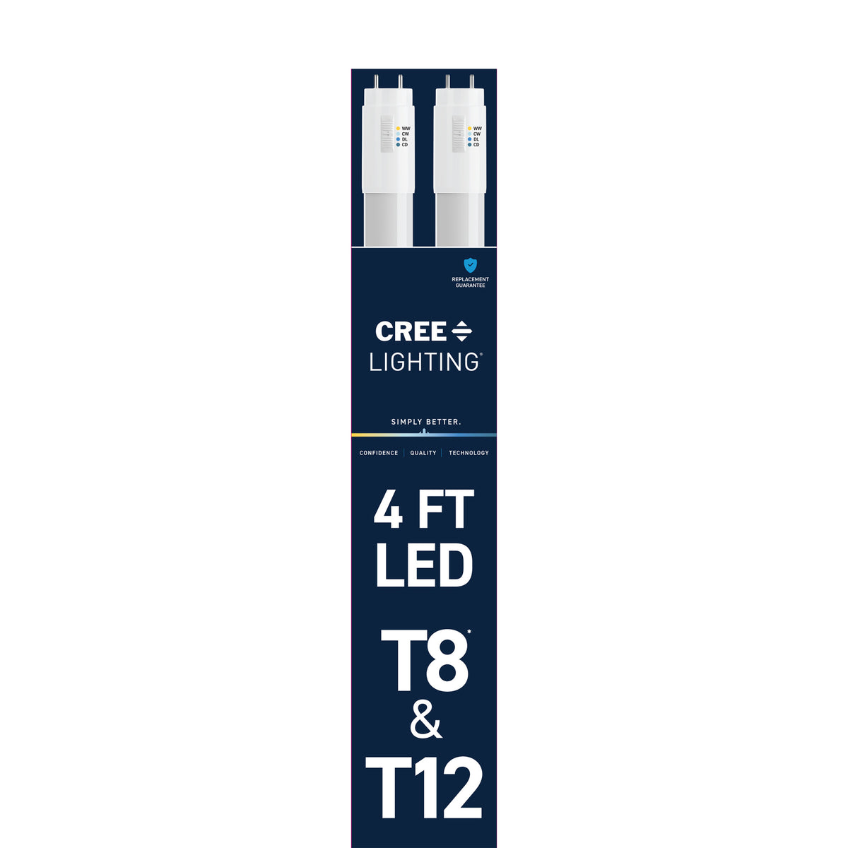 18W 4ft T8 Switchable White G13 Base Non-Dimmable LED Linear Light Tube (2-Pack)