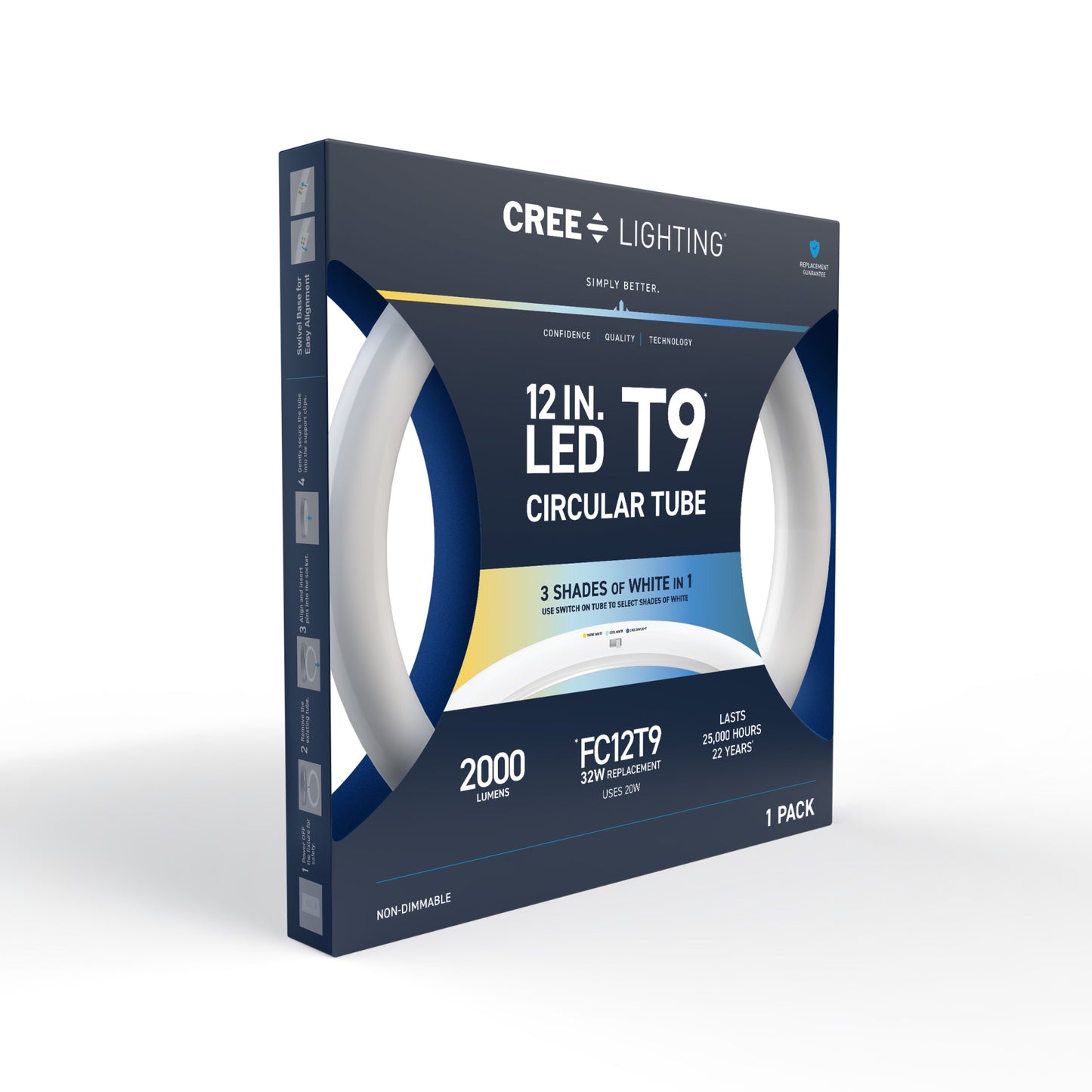 20W 12in T9 Circular Switchable White 4-Pin G10q Base Non-Dimmable LED Light Tube