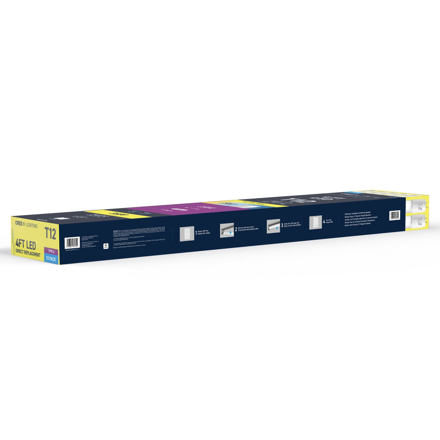 32W 4ft T12 Switchable White G13 Base Non-Dimmable LED Linear Light Tube (10 Pack)