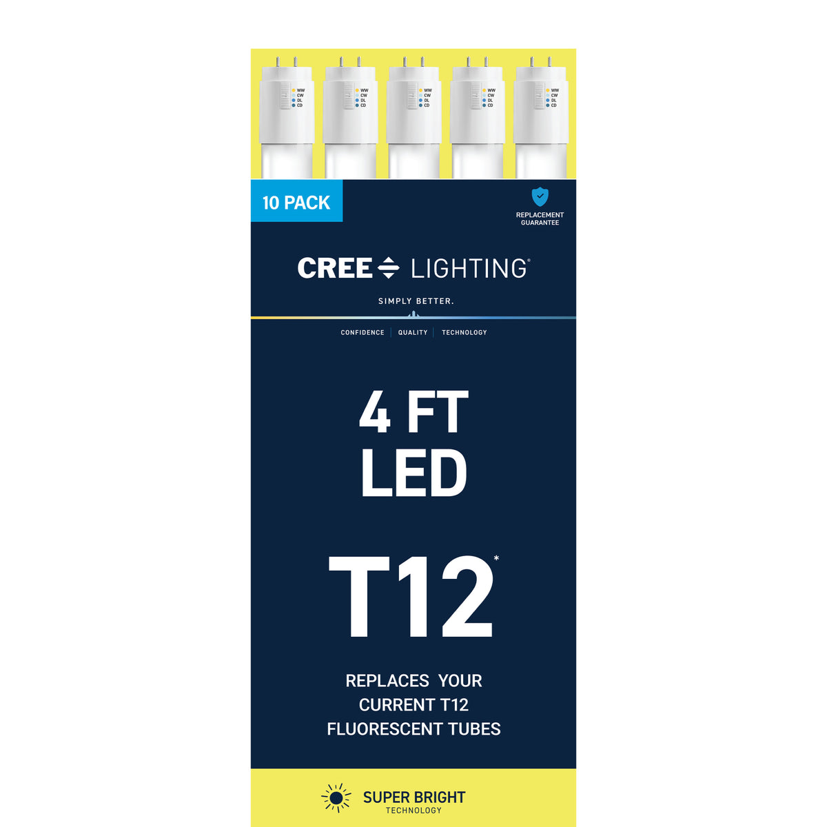 32W 4ft T12 Switchable White G13 Base Non-Dimmable LED Linear Light Tube (10 Pack)