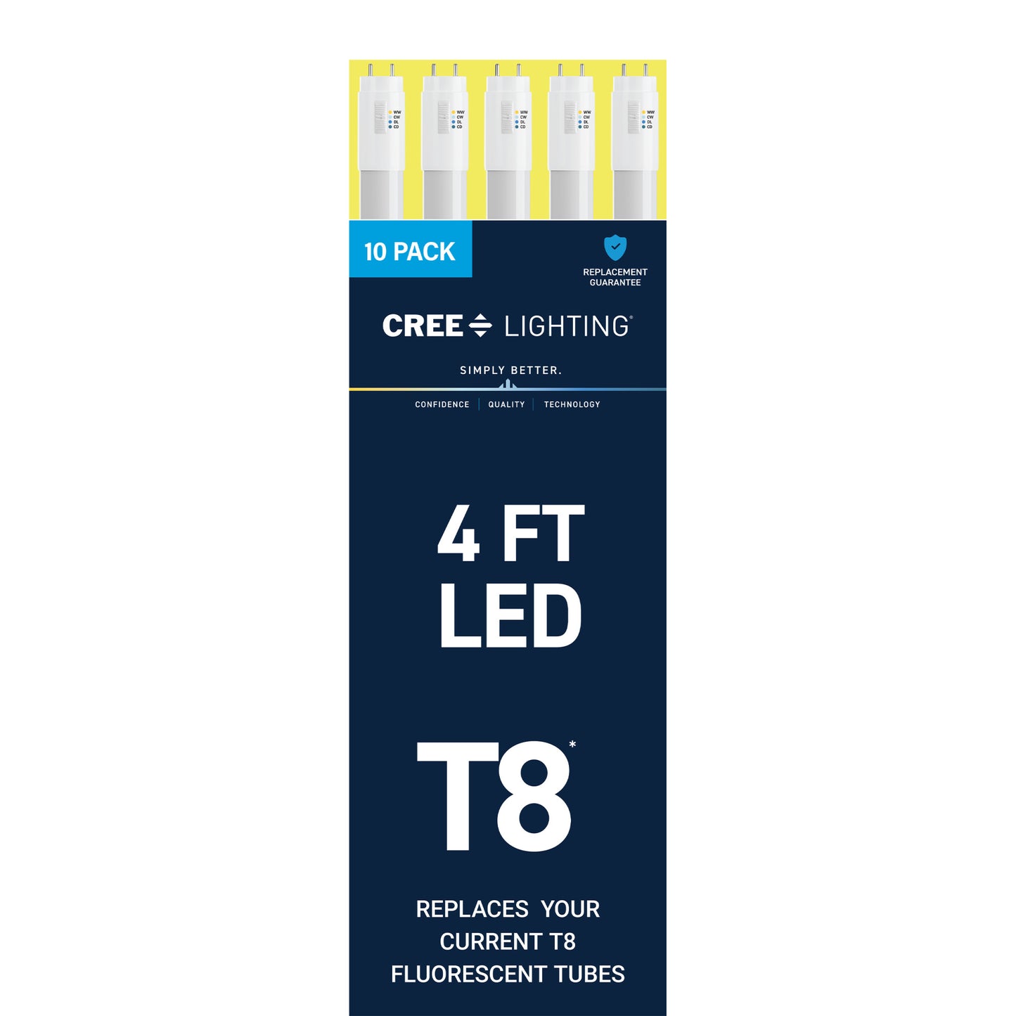 32W 4ft T8 Switchable White G13 Base Non-Dimmable LED Linear Light Tube (10 Pack)