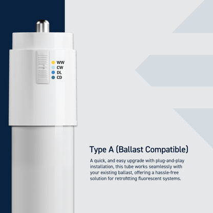 40W 8ft T12 Switchable White FA8 Base Non-Dimmable LED Linear Light Tube (2 Pack)